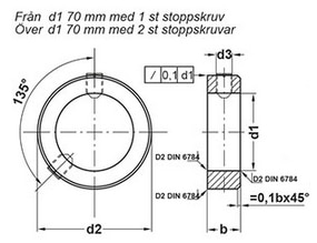 Ritning på stoppring DIN 705